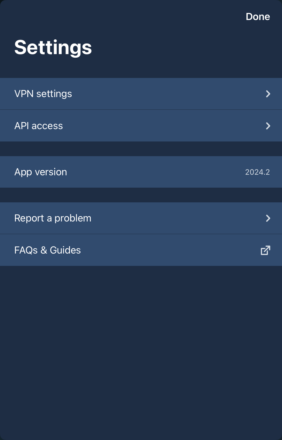 Mullvad app settings