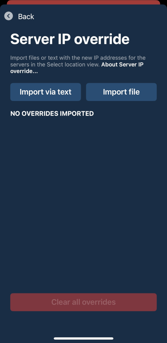 Mullvad app Server IP override