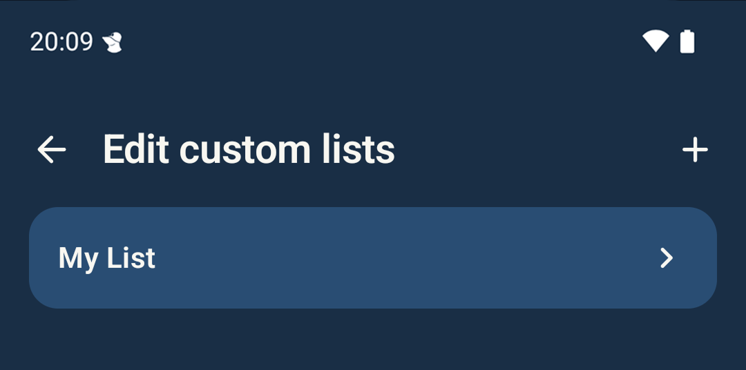 Screenshot showing Edit custom lists